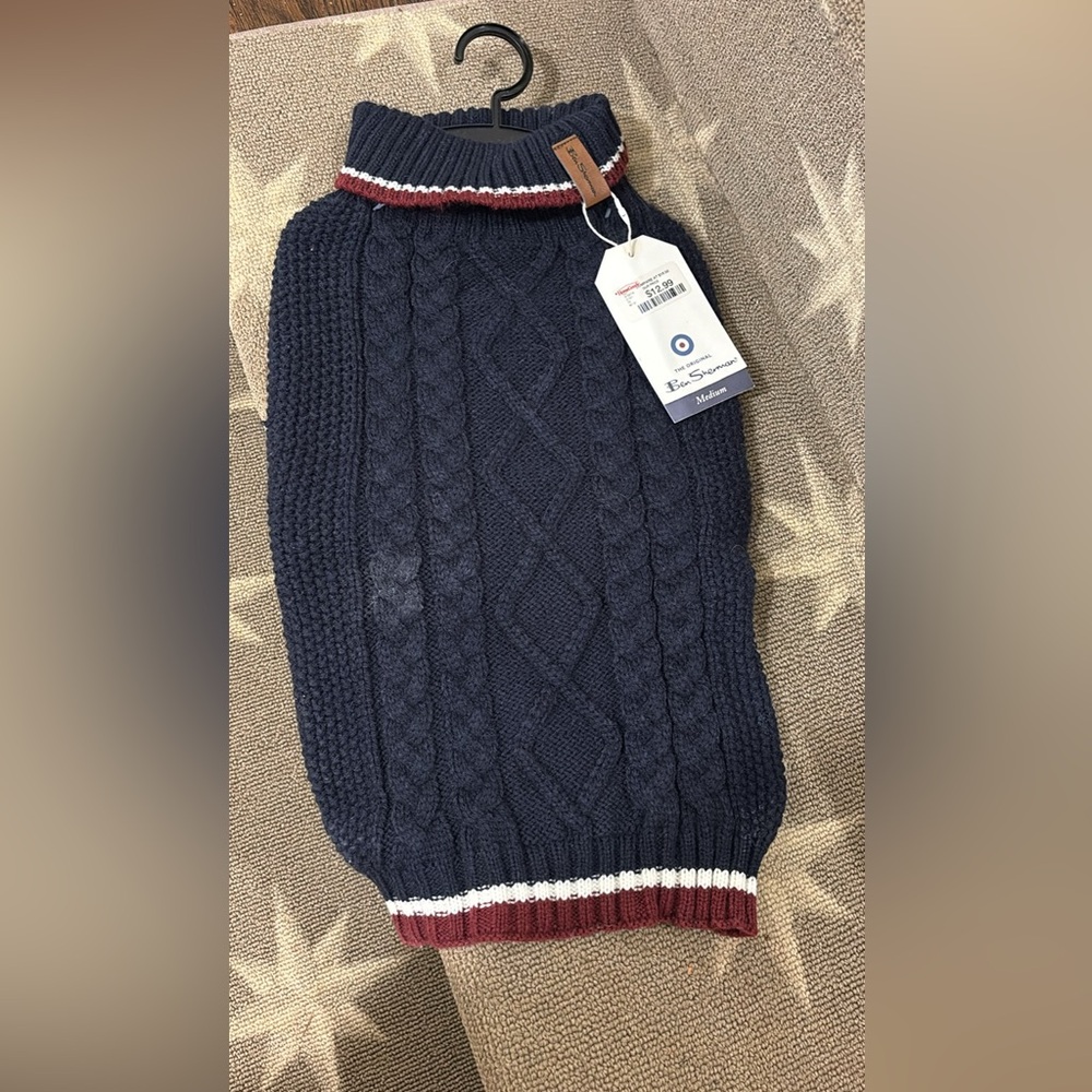 Ben Sherman Navy and Burgundy Dog Sweater